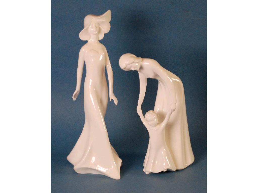 Appraisal: TWO ROYAL DOULTON WHITE GLAZED 'IMAGES' CHINA FIGURES 'FIRST STEPS'