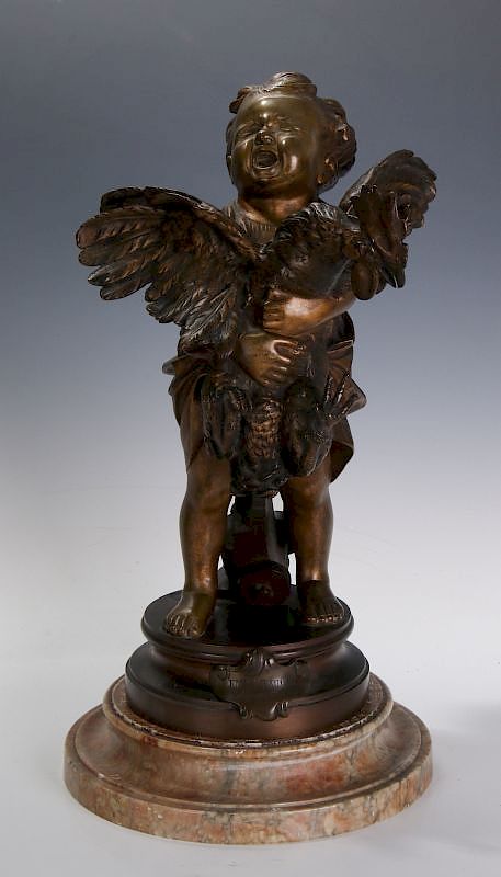 Appraisal: ADRIANO CECIONI - BRONZE SCULPTURE Adriano CecioniL'enfant au coq Child