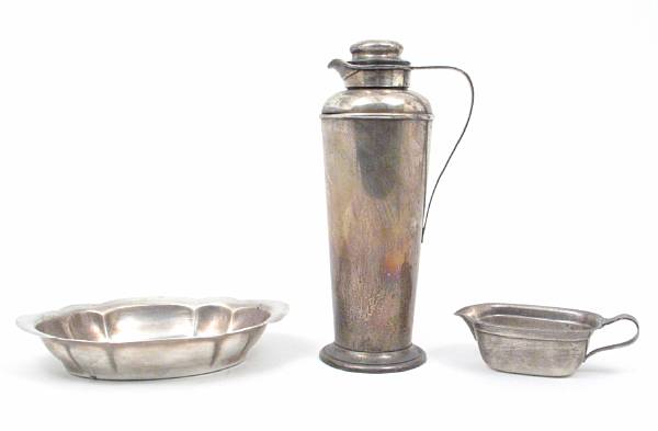 Appraisal: A group of sterling table articles Comprising pint cocktail shaker