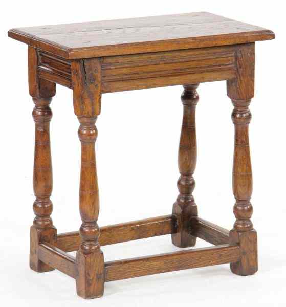 Appraisal: Jacobean Style Benchoak pegged construction turned legs stretcher base molded