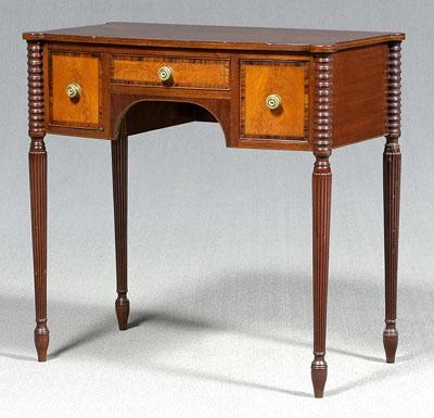 Appraisal: New England style dressing table flame birch top with inlaid