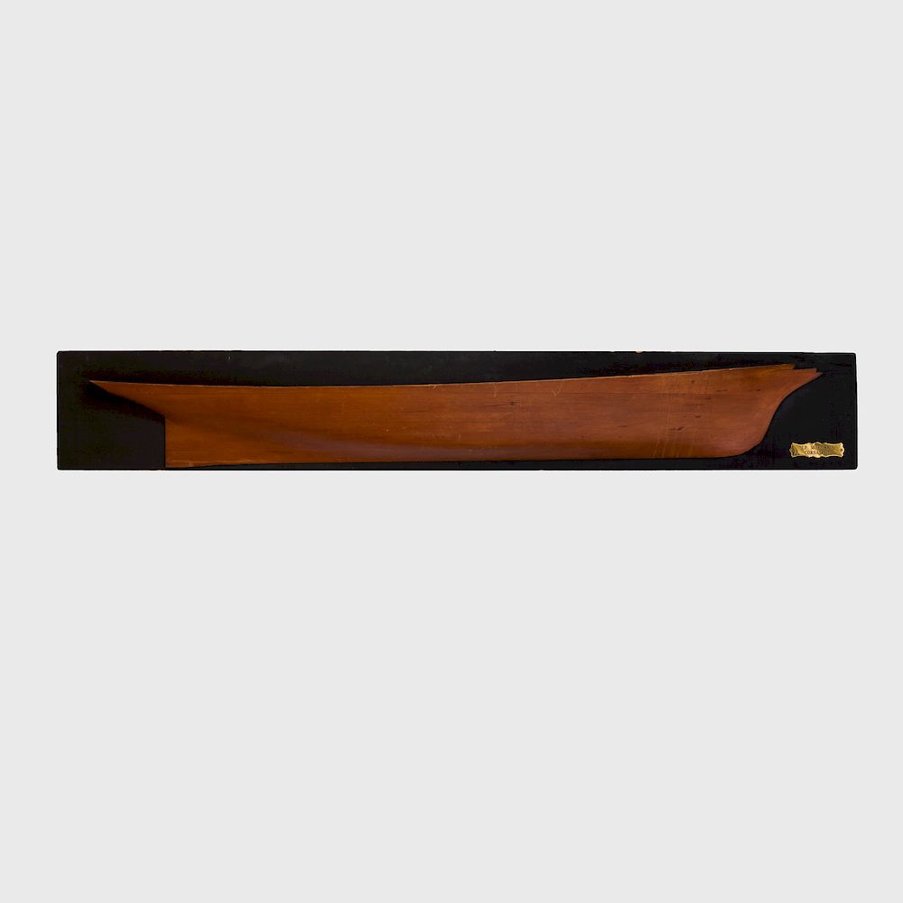 Appraisal: Oak and Ebonized Half-Hull Model of J P Morgan's Corsair