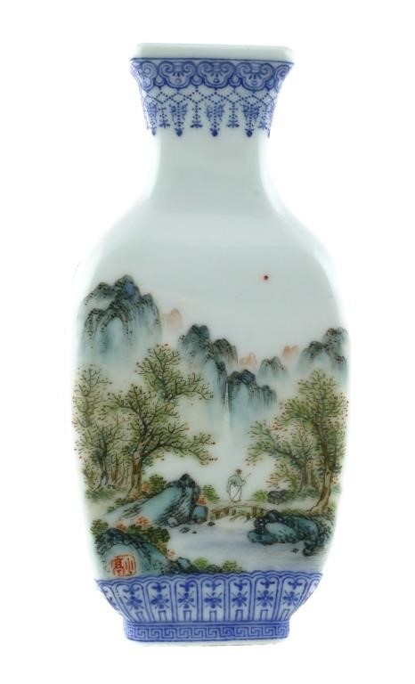 Appraisal: ANTIQUE CHINESE PORCELAIN VASEChinese ceramic vase with landscape scene marked