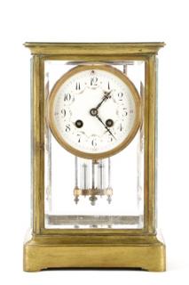 Appraisal: Tiffany Co Brass Glass Regulator Clock Tiffany Co American founded