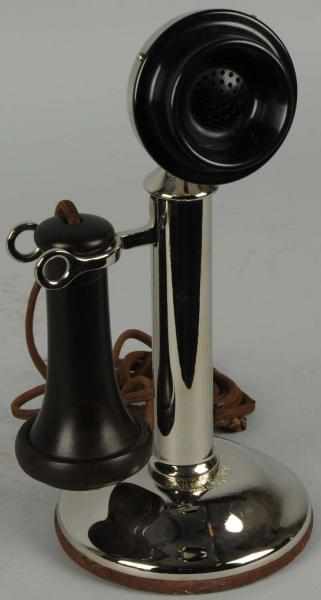 Appraisal: Western Electric AL Stick Telephone Circa re-nickeled brass bulldog transmitter