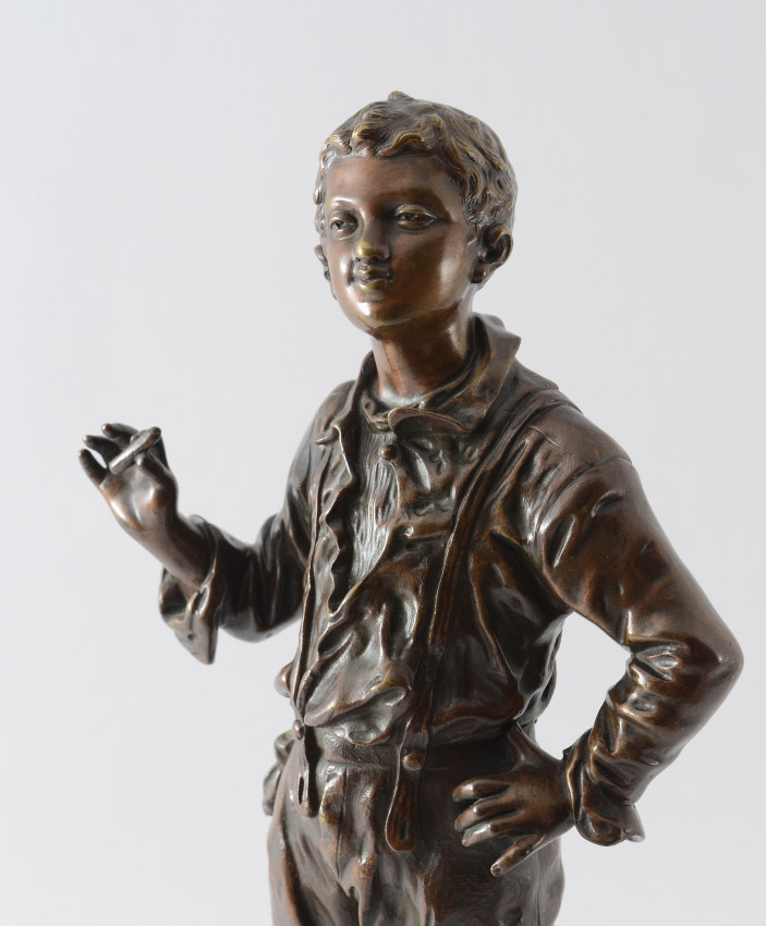 Appraisal: ANFRIE Charles French - Le Petit Fumeur Bronze ''h plinth