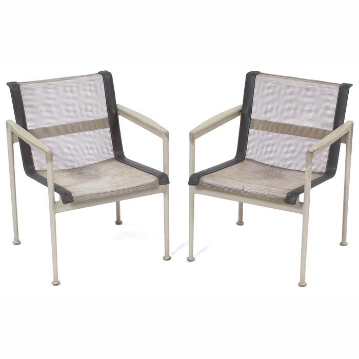 Appraisal: Richard Schultz lounge chairs pair by Knoll white and brown