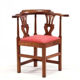 Appraisal: New England Chippendale Corner Chair late th century mahogany double