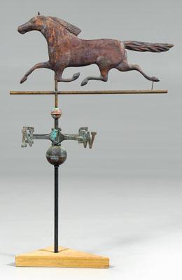 Appraisal: Molded copper weathervane running horse with articulated eyes mane and