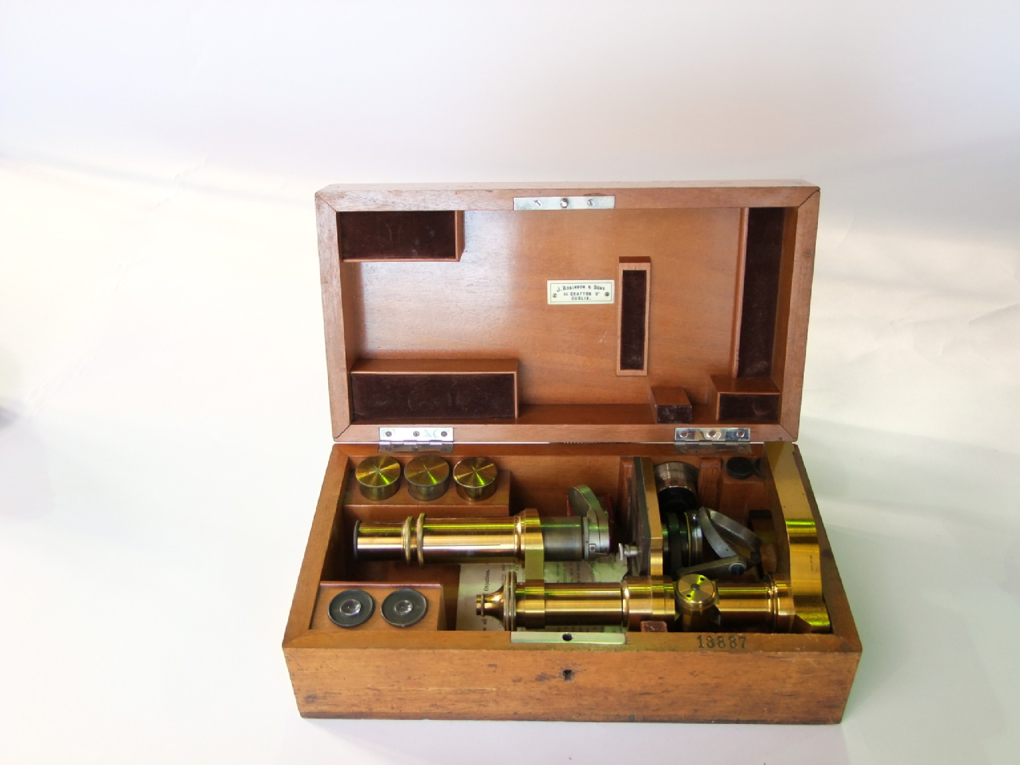 Appraisal: A good quality cased brass scientific microscope the fitted case