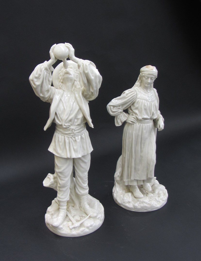 Appraisal: A pair of Worcester white glaze porcelain figures by James