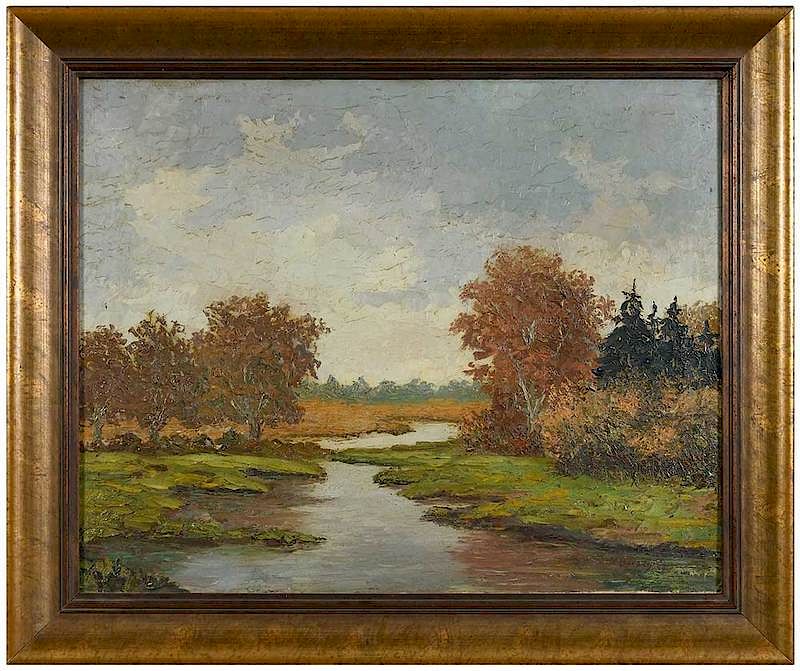 Appraisal: M Borbely th century Autumn Scene signed lower right M