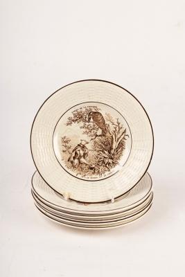 Appraisal: Six French nursery plates decorated scenes from 'Les Fables de