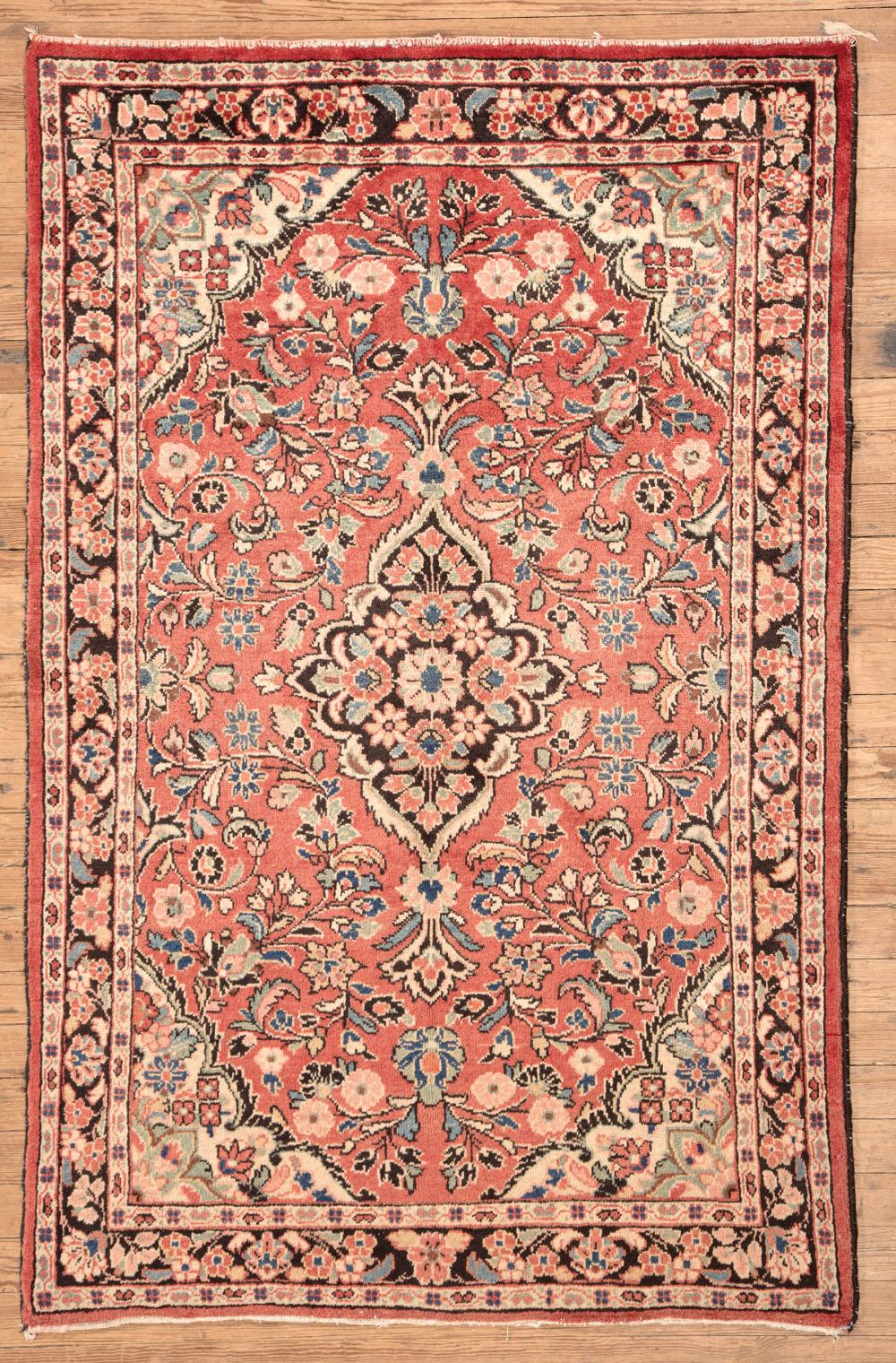 Appraisal: Persian Mahal Carpet red ground central medallion allover floral design