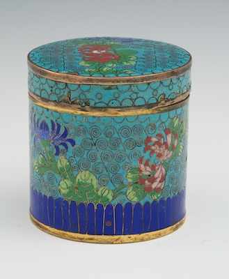 Appraisal: A Chinese Cloisonne Tea Caddy ca late Qing Cylinder form