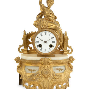 Appraisal: A French Gilt Metal and Alabaster Clock LATE TH CENTURY