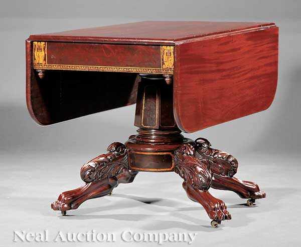 Appraisal: A Fine American Classical Carved and Gilt Stenciled Mahogany Breakfast