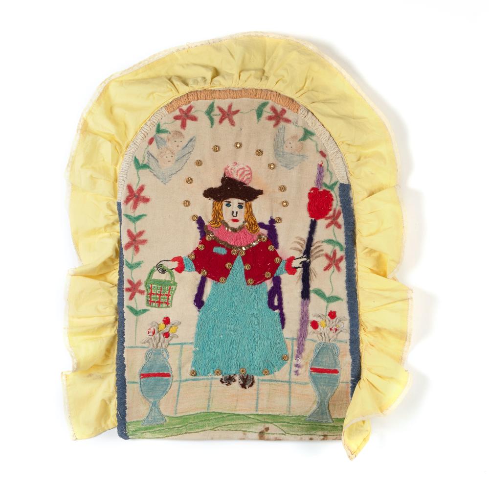 Appraisal: SANTO NINO DE ATOCHA COLCHA EMBROIDERY PANELSanto Nino de Atocha