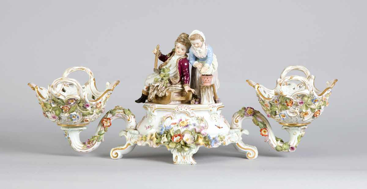 Appraisal: Meissen Porcelain Sweet Meat Dish w Children Some minor loss