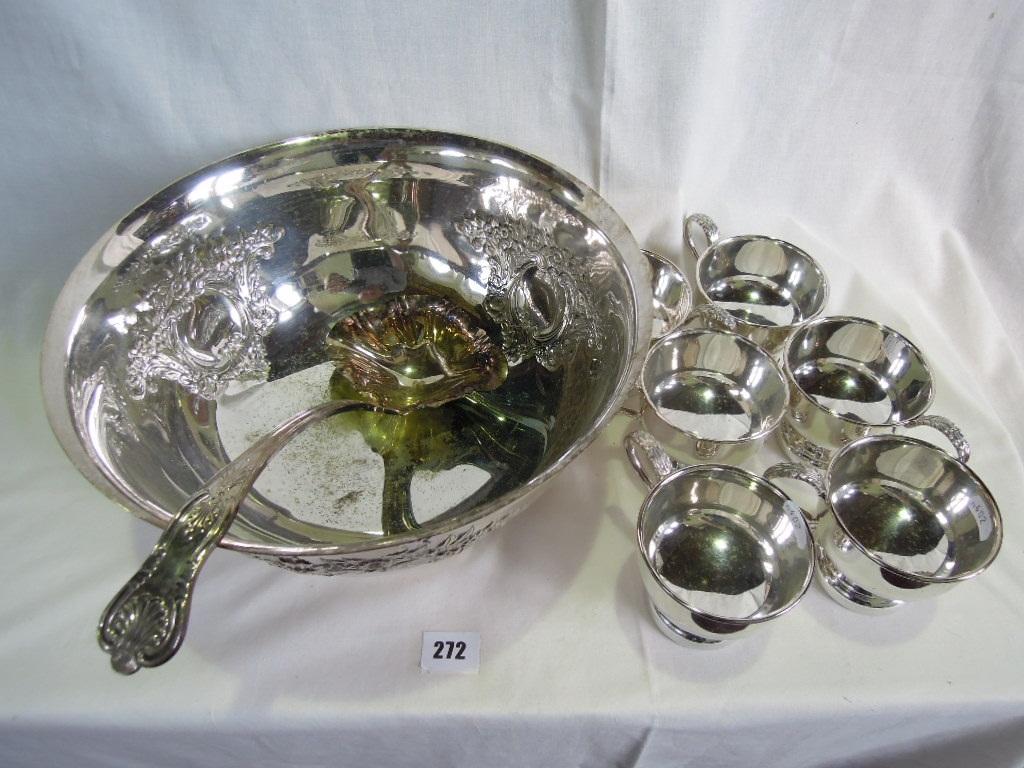 Appraisal: A quantity of plated wares including a punch bowl six