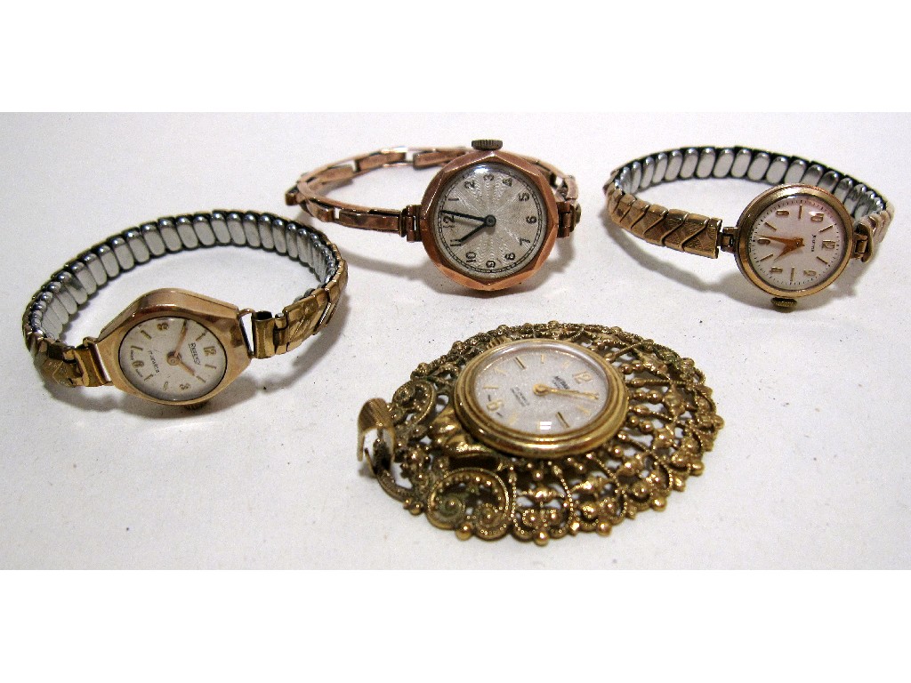 Appraisal: Three ladies ct gold wrist watches - one with gold