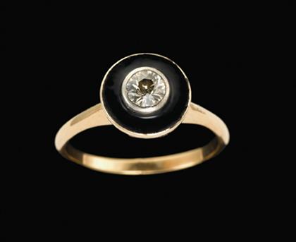 Appraisal: Lady's yellow gold black enamel and diamond Art Deco ring