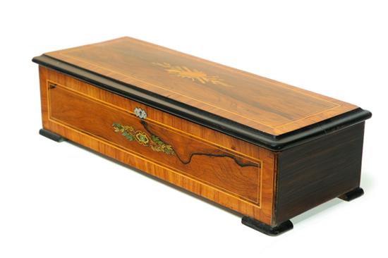 Appraisal: MUSIC BOX Switzerland late th century rosewood Case inlaid with