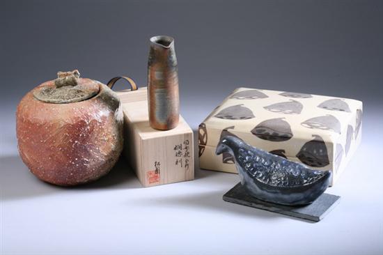 Appraisal: JAPANESE STUDIO POTTERY BOX AND COVER JAR AND COVER SAKE