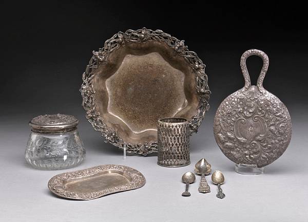 Appraisal: A group of sterling and sterling mounted items Comprising bowl