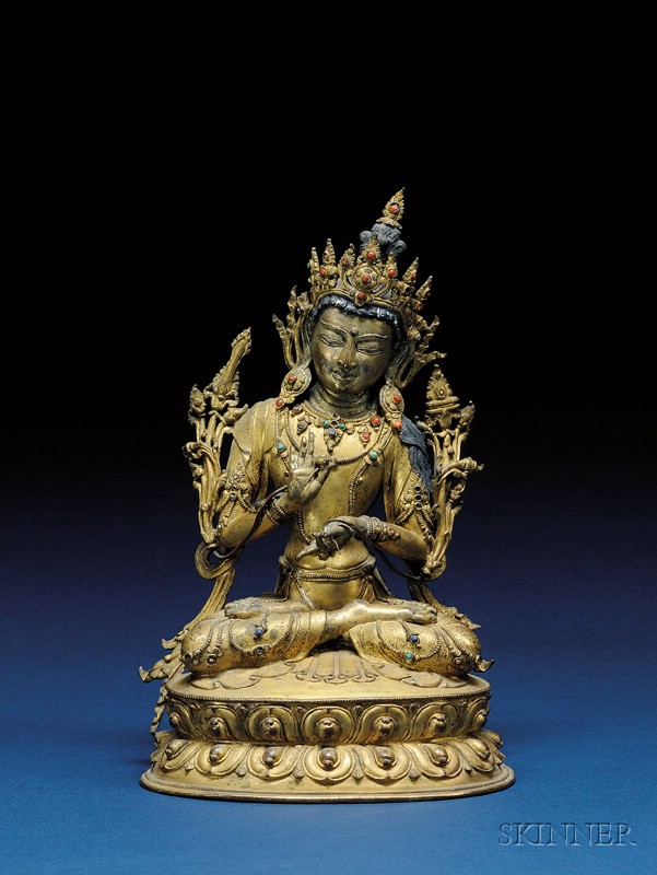 Appraisal: Gilt-bronze Image of the Buddha of the Future Manjushri eastern