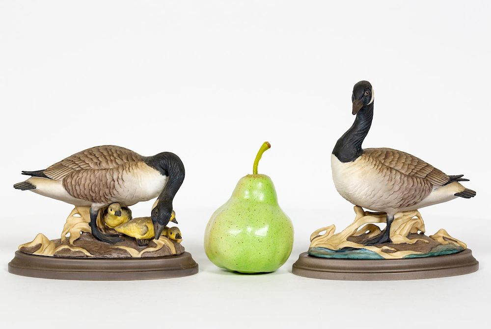 Appraisal: Pair Boehm Canadian Geese Figurines on Bases Boehm American founded