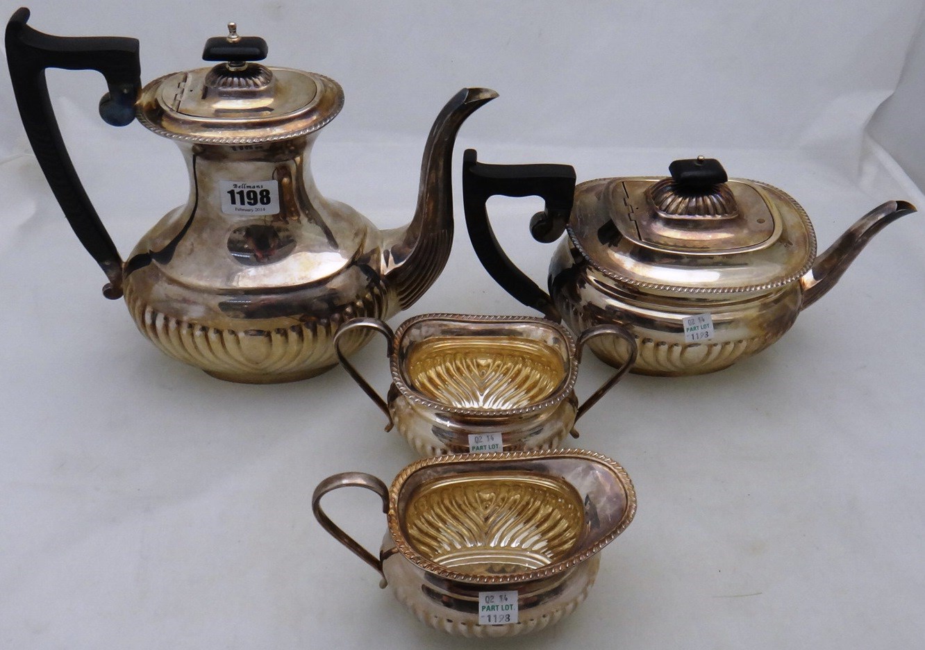 Appraisal: A silver composite four piece tea and coffee set comprising