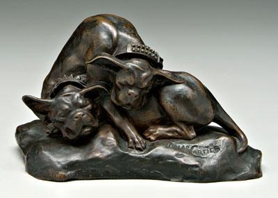 Appraisal: Thomas Cartier bronze French - two sleeping bullmastiffs signed on