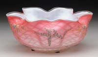 Appraisal: SATIN GLASS BRIDES BOWL D Q MOP satin glass brides