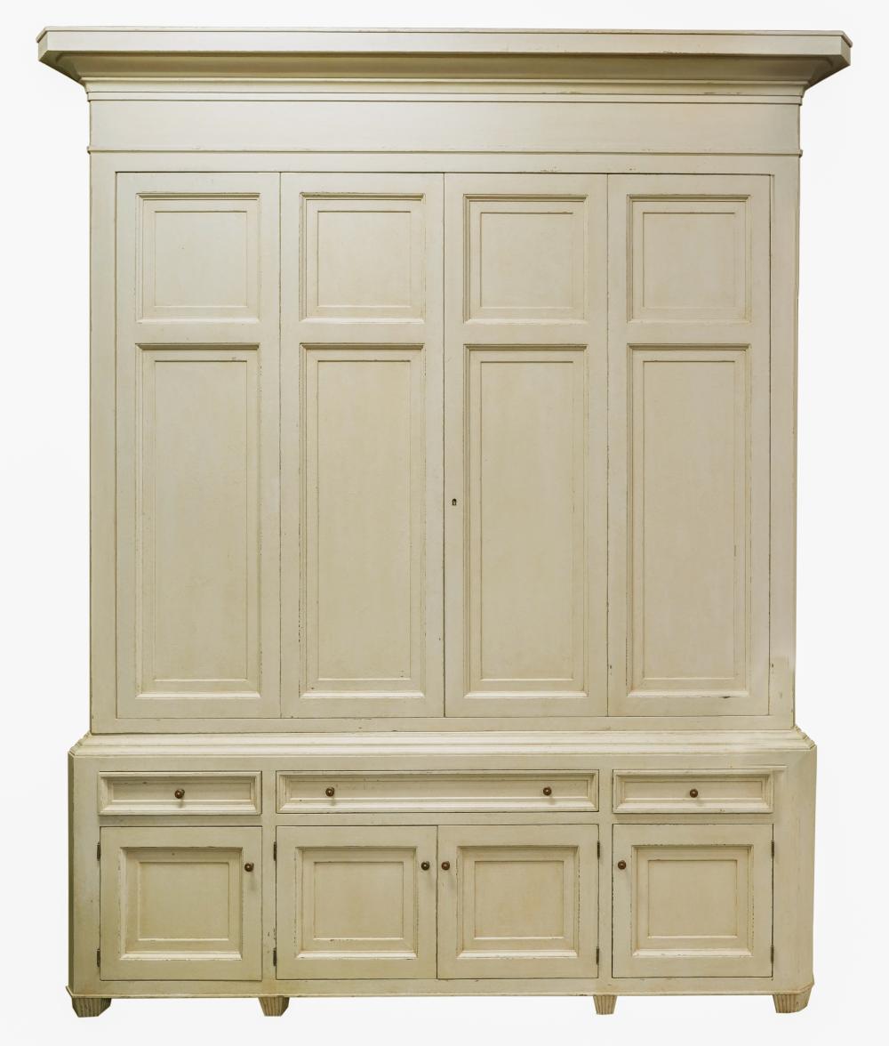 Appraisal: CONTEMPORARY PAINTED WOOD CABINETinspired by Gustavian era design unsigned inches