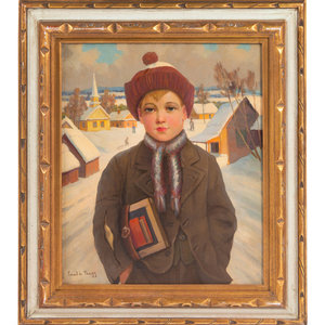 Appraisal: Ernest de Nagy Hungarian died c Boy in Winter Scene