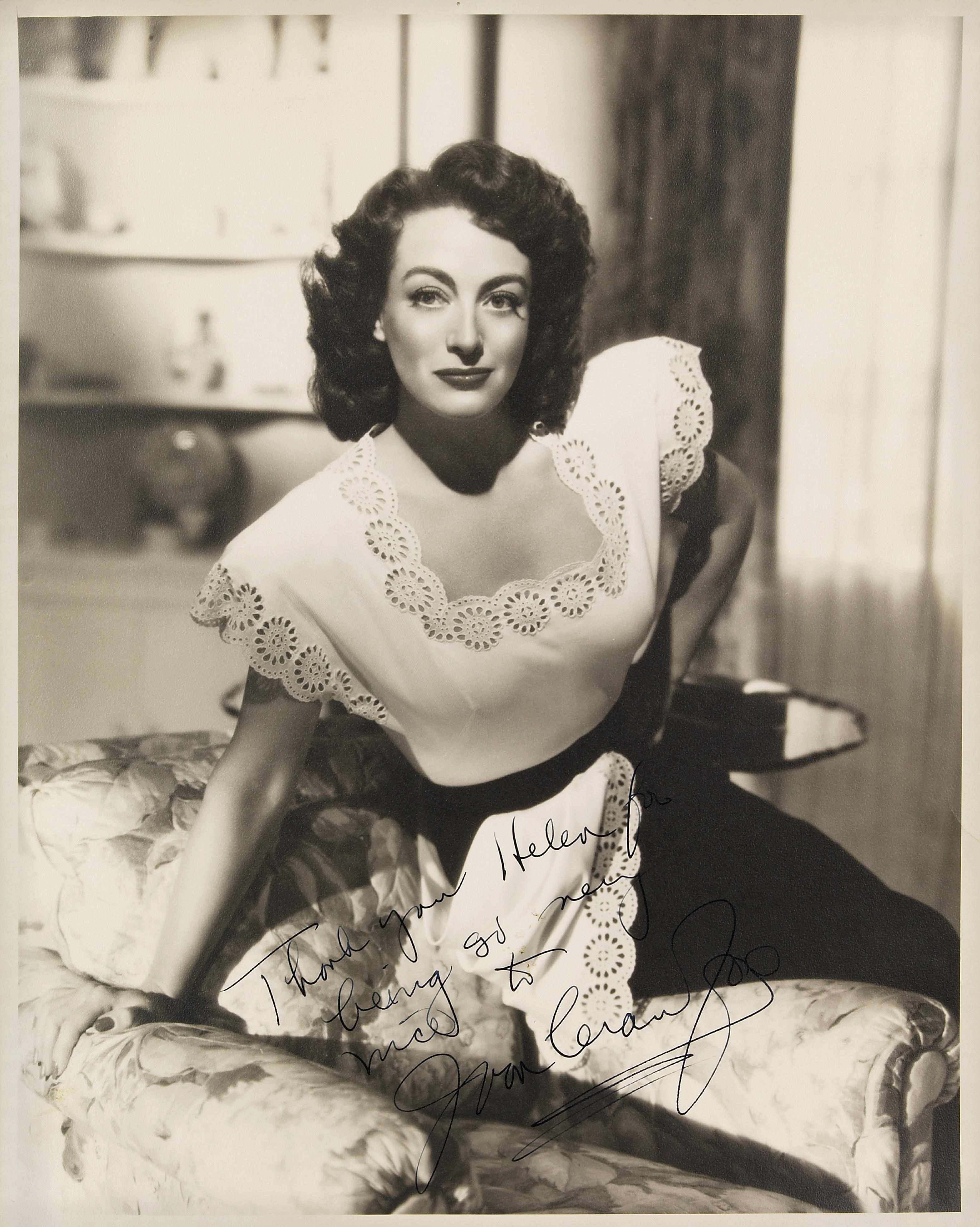 Appraisal: DAVIS BETTE JOAN CRAWFORD DAVIS BETTE Photograph Signed ''Bette Davis''