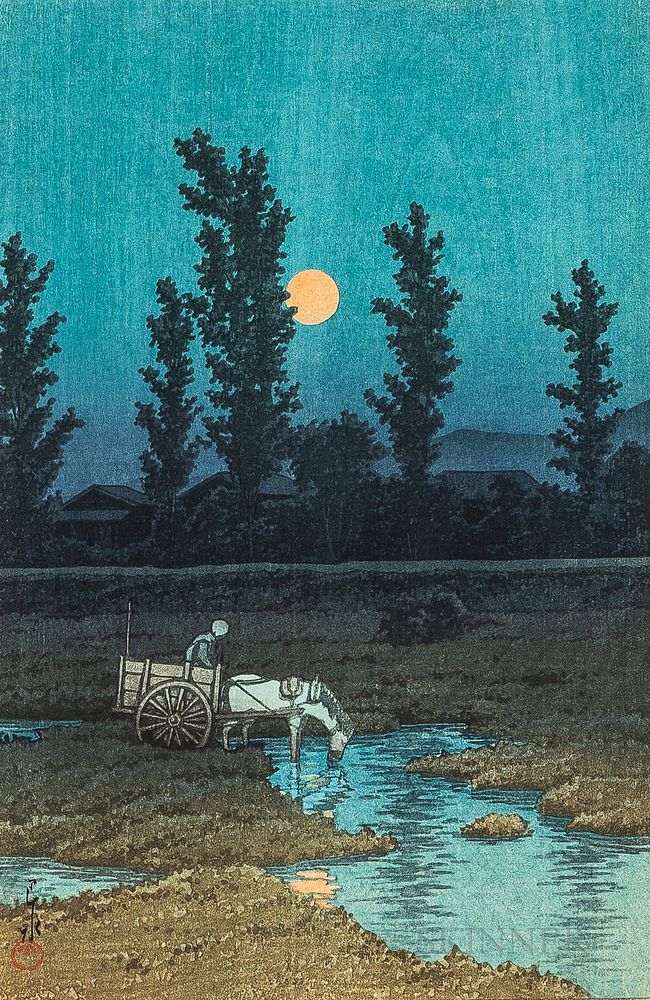 Appraisal: Kawase Hasui - Old Farm House on Baron Koyata Iwasaki's