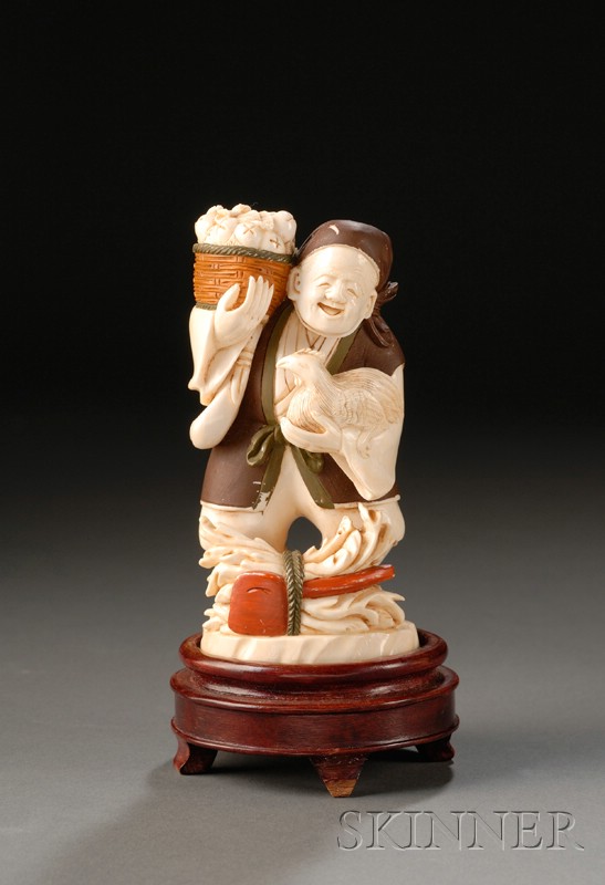 Appraisal: Polychrome Ivory Carving Japan early th century figure of a