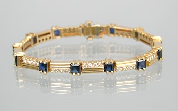 Appraisal: An Elegant Sapphire and Diamond Bracelet k yellow gold bar