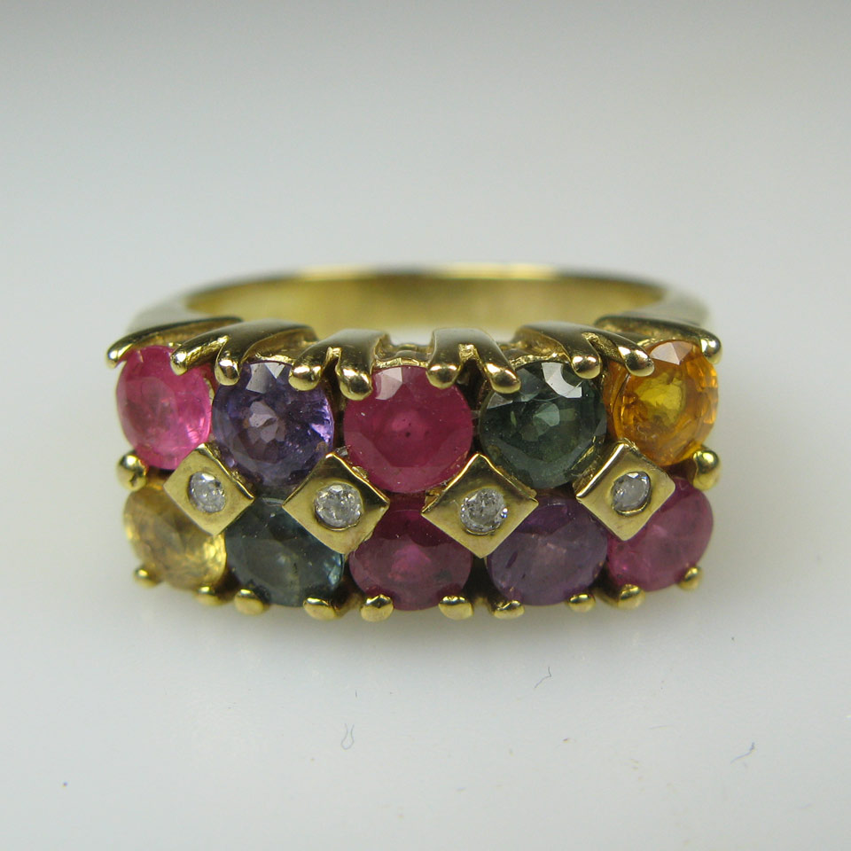 Appraisal: English k Yellow Gold Ring set with various coloured full