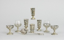 Appraisal: A Lot of Mexican Sterling Overlay Cordials Lot includes four