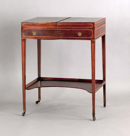 Appraisal: George III rosewood dressing table ca the interior with compartments