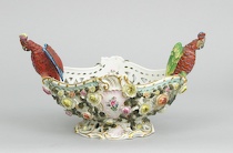 Appraisal: A Continental Porcelain Vessel With Parrots A highly decorative porcelain