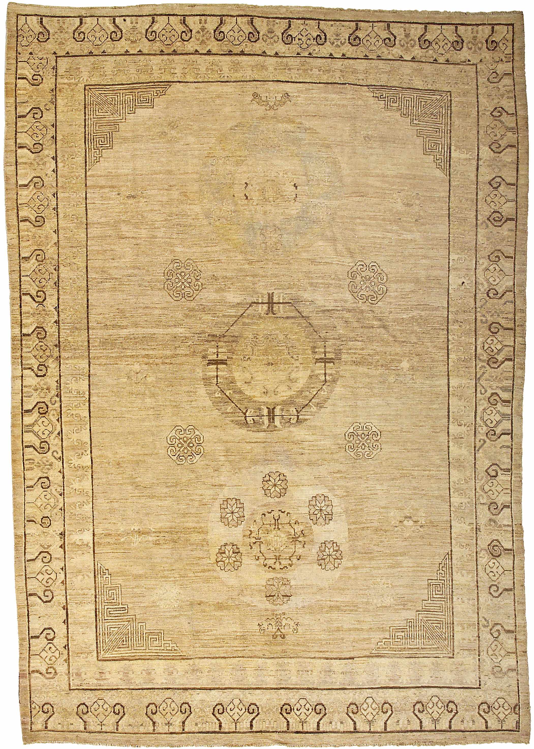 Appraisal: A Khotan carpet Turkestanlate th centurysize approximately ft in x