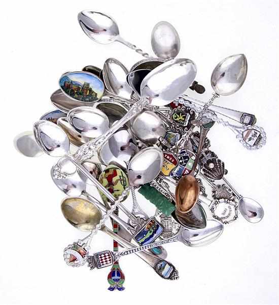 Appraisal: Collection sterling and silver souvenir spoons late th early th