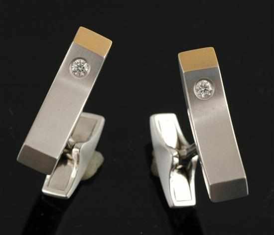 Appraisal: A pair of diamond cufflinks Of concave design each set