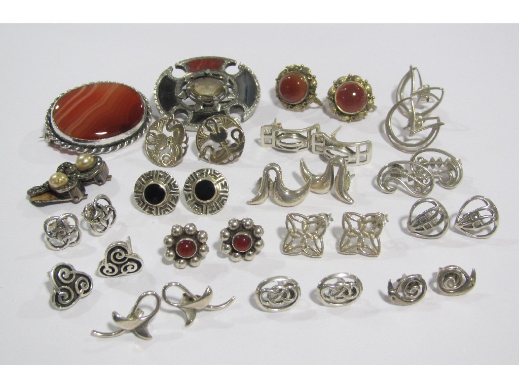 Appraisal: Lot comprising sixteen pairs of silver stud earrings some with