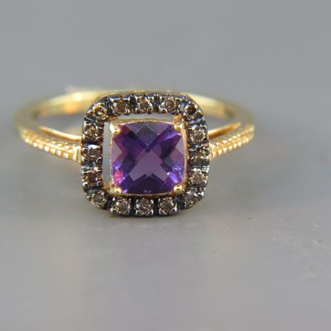 Appraisal: Amethyst Diamond Ring carat fancy cut gem surrounded by fancy