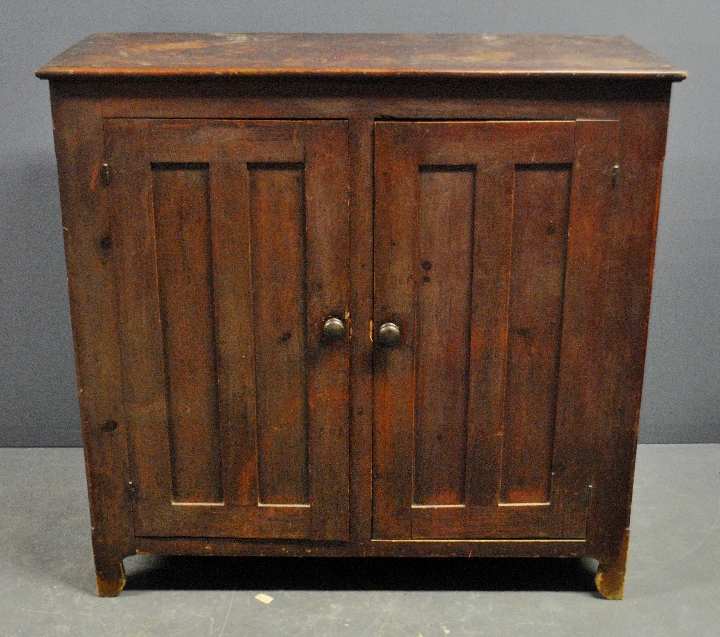 Appraisal: - Pennsylvania red painted cupboard c with two paneled doors